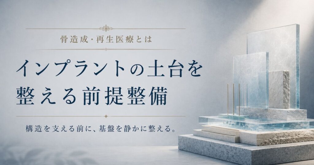 骨造成・再生医療という前提整備をテーマにした、土台が整えられていく抽象イメージ