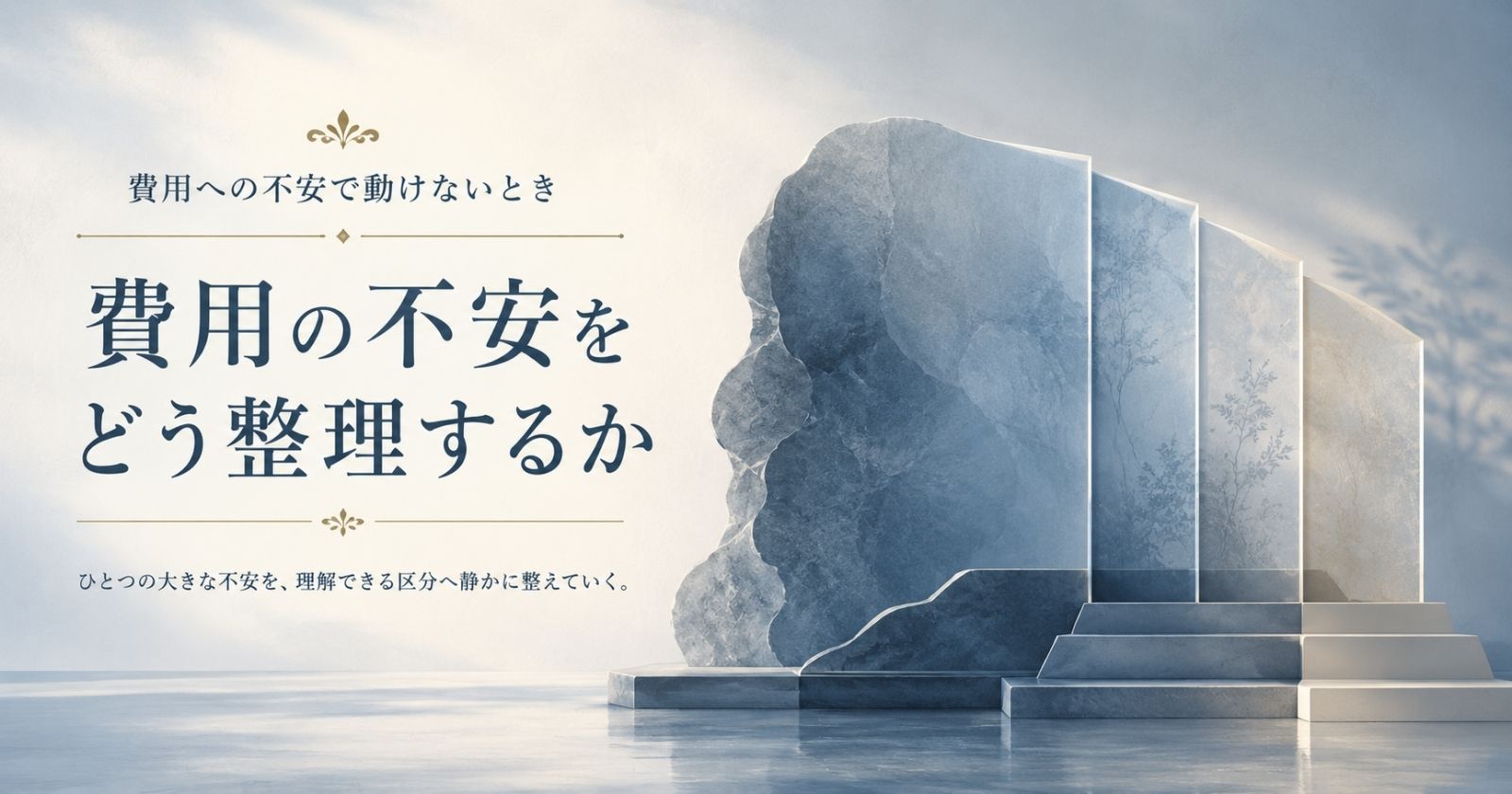漠然とした費用の総額を内訳と見通しに置き換えて整理することを示す抽象イメージ