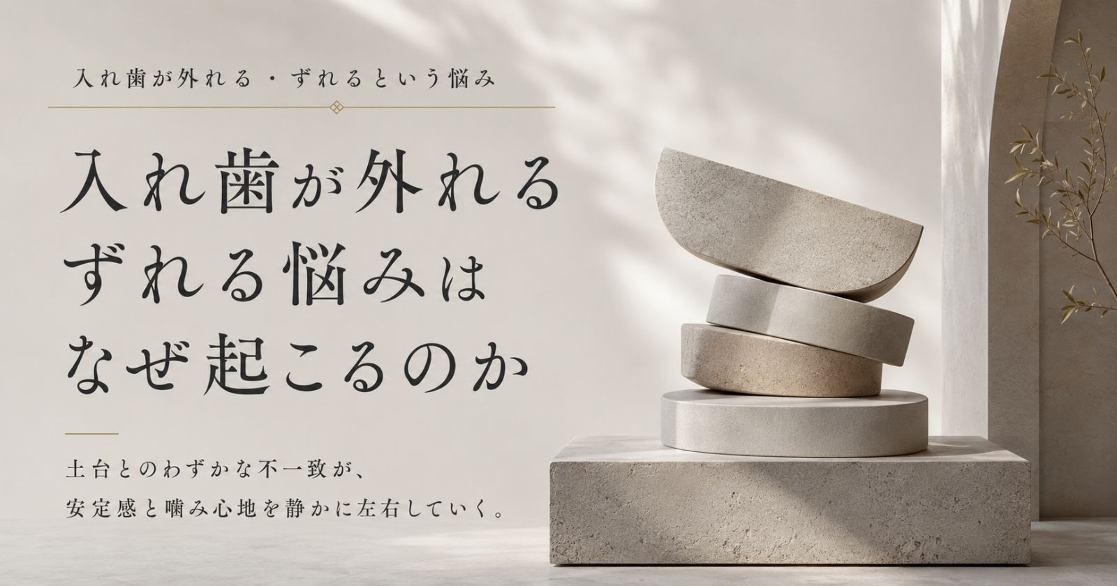 入れ歯の外れやすさが支える土台の状態に関わることを示す抽象イメージ