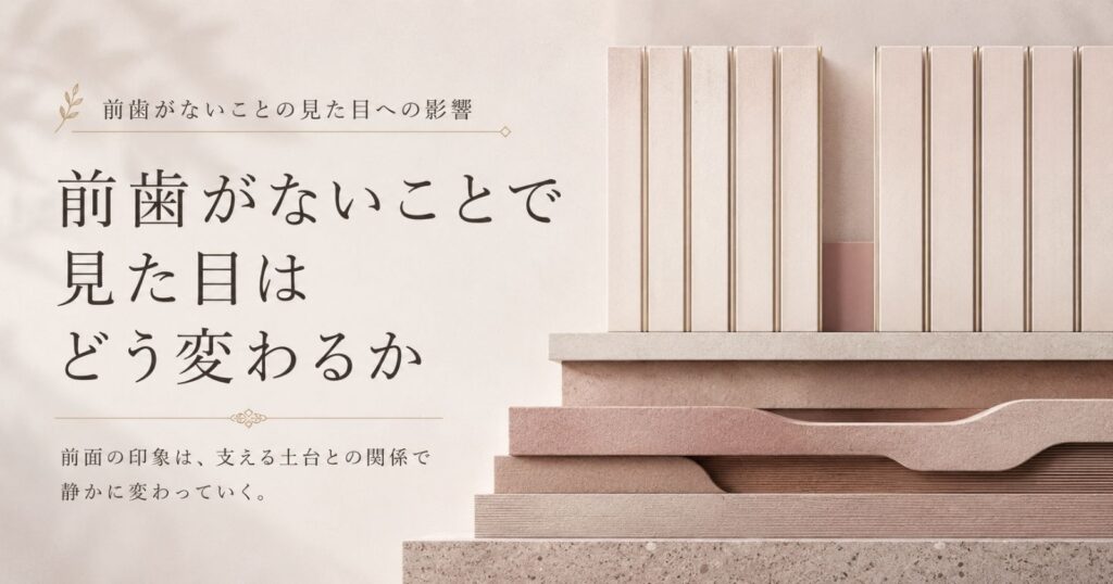 前歯の見た目が歯ぐきと骨という土台に支えられていることを示す抽象イメージ
