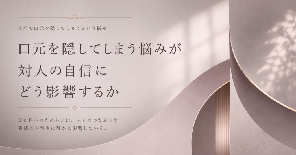 口元を隠す習慣の背景に口腔の状態への気がかりがあることを示す抽象イメージ