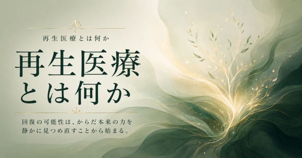 再生医療(エクソソーム・幹細胞)の基礎を示す抽象イメージ