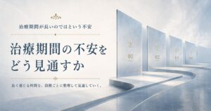 漠然とした治療期間の長さを内訳と見通しに置き換えて整理することを示す抽象イメージ